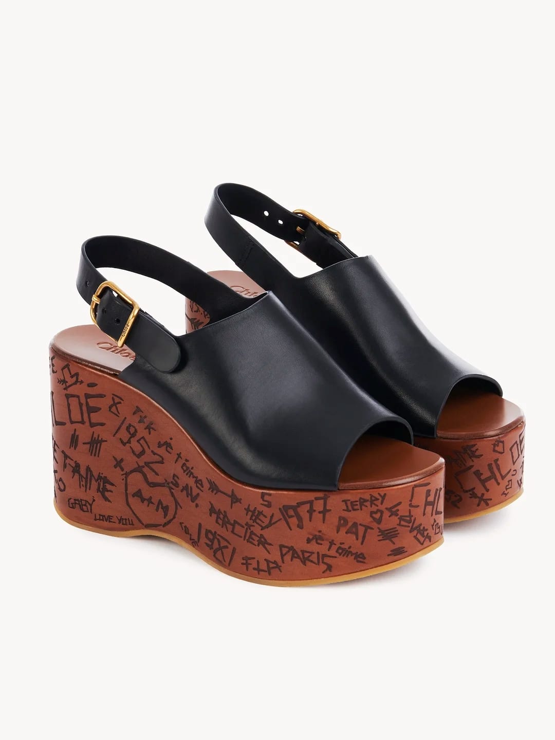 Maxime Wedge Sandal in Black $1222 (approximately P69,488.42), CHLOE, chloe.com